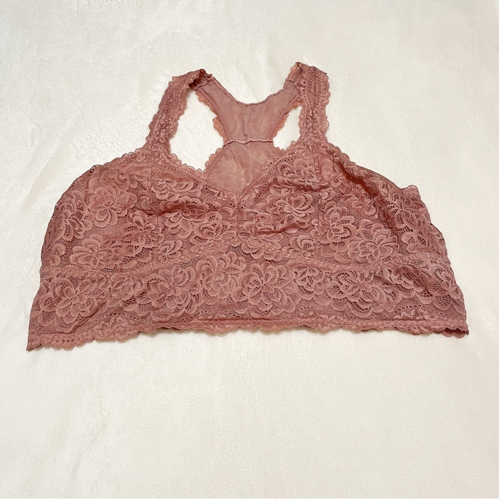 Torrid Curve Unlined Lacy Racerback Rose Pink Bralette Size 4